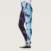 写真カスタマイズペット猫柄パープルブラック レギンス (左)