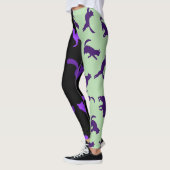 写真カスタマイズペット猫柄パープルブラック レギンス (左)