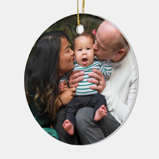 写真カスタマイズ両面ファミパーソナライズされたリ セラミックオーナメント (左)