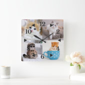 写真カスタマイズ可愛い猫 スクエア壁時計 (ホーム)