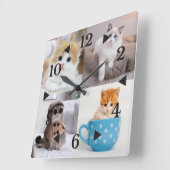 写真カスタマイズ可愛い猫 スクエア壁時計 (傾斜)