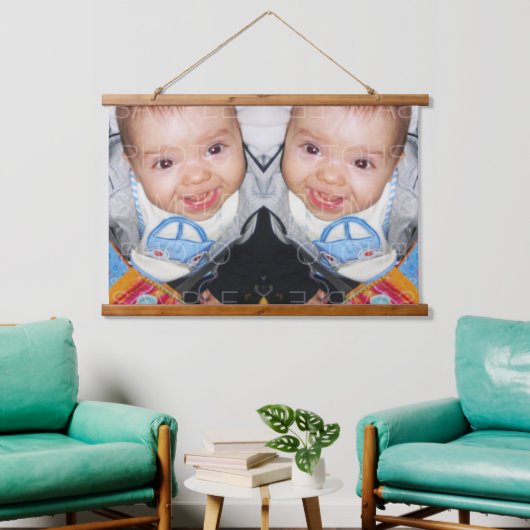 写真カスタマイズ横向きアートと一緒に 吊り下げ型タペストリー (リビング)