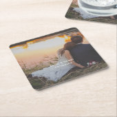 写真カスタマイズ結婚の婚約パーティ スクエアペーパーコースター (アングル)