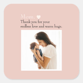 写真カスタムとハート付き母のデイエプロン スクエアシール