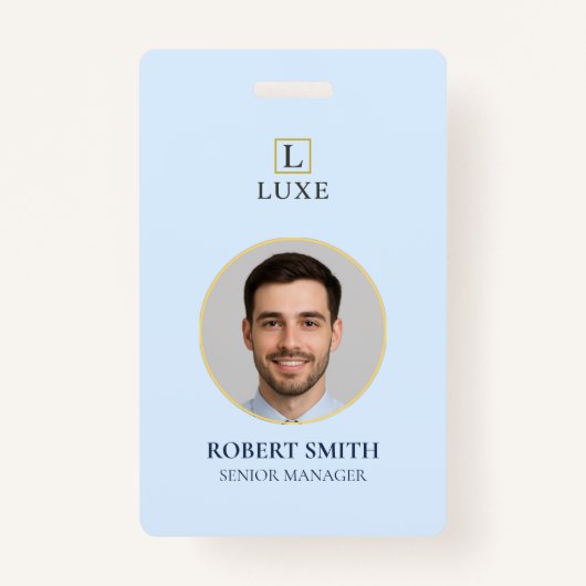 写真カスタムとバーコード付き従業員IDバッジ バッジ (正面)