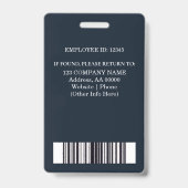 写真カスタムとバーコード付き従業員IDバッジ バッジ (裏面)