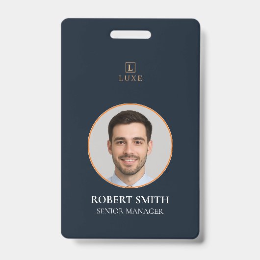 写真カスタムとバーコード付き従業員IDバッジ バッジ (正面)