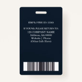 写真カスタムとバーコード付き従業員IDバッジ バッジ (裏面)