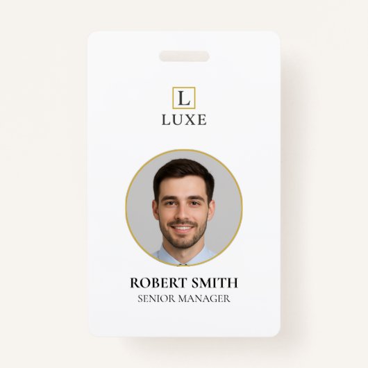 写真カスタムとバーコード付き従業員IDバッジ バッジ (正面)