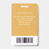 写真カスタムとバーコード付き従業員IDバッジ バッジ (裏面)