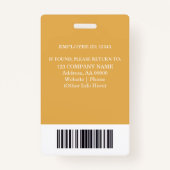 写真カスタムとバーコード付き従業員IDバッジ バッジ (裏面)