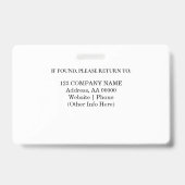 写真カスタムとバーコード付き従業員IDバッジ バッジ (裏面)