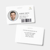写真カスタムとバーコード付き従業員IDバッジ バッジ (正面＆裏面)