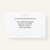 写真カスタムとバーコード付き従業員IDバッジ バッジ (裏面)