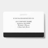 写真カスタムとバーコード付き従業員IDバッジ バッジ (裏面)