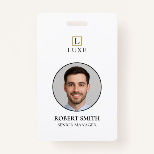 写真カスタムとバーコード付き従業員IDバッジ バッジ (正面)