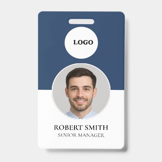 写真カスタムとバーコード付き従業員IDバッジ バッジ (Front)