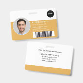 写真カスタムとバーコード付き従業員IDバッジ バッジ (表裏)