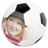 写真カスタムとピンクのストライプデザイン サッカーボール (3/4)