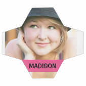 写真カスタムとピンクのストライプデザイン サッカーボール (フラット)