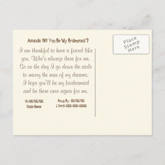 写真カスタムとメッセーパーソナライズされたジ インビテーションポストカード (裏面)