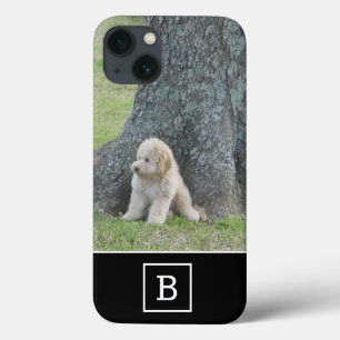 写真カスタムとモノグラムイニシャルブラックの追加 iPhone 13ケース