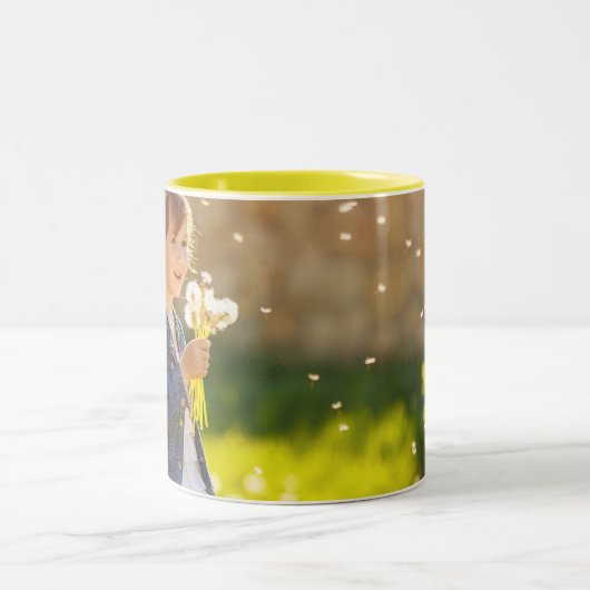 写真カスタムと一緒にパーソナライズされたコーヒーのマグカップ ツートーンマグカップ (中央)