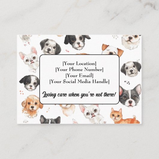 写真カスタムと名前の付いたペットシッターの名刺 名刺 (裏面)