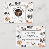 写真カスタムと名前の付いたペットシッターの名刺 名刺 (正面/裏面)