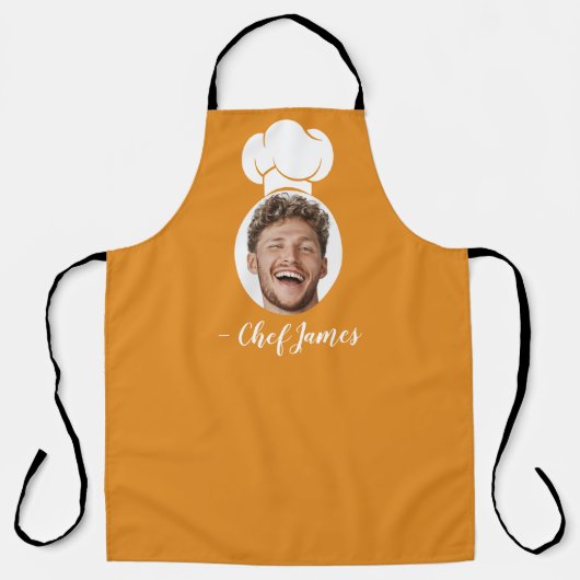 写真カスタムと名前の付いた料理シェフのギフトオレンジ エプロン (正面)