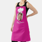 写真カスタムと名前の付いた料理シェフのギフトピンク エプロン (インサイチュ)