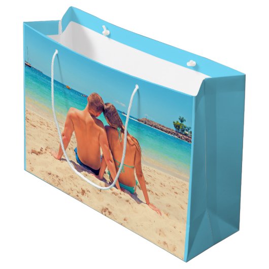 写真カスタムと抱き枕の写真お気に入りの ラージペーパーバッグ (正面アングル)