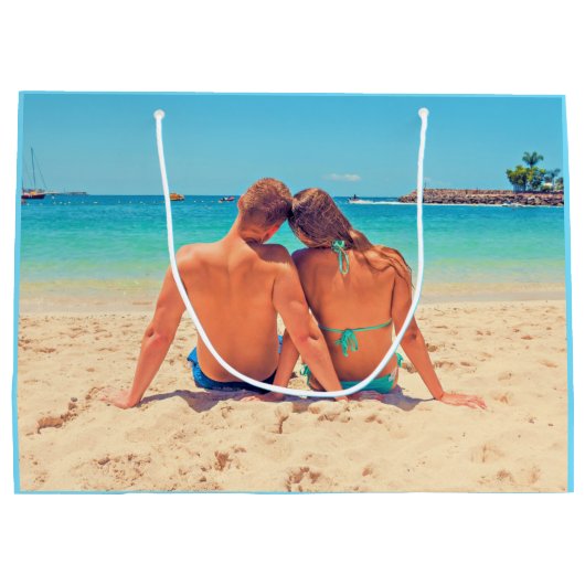 写真カスタムと抱き枕の写真お気に入りの ラージペーパーバッグ (裏面)