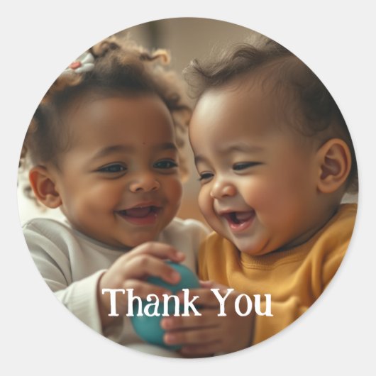 写真カスタムと文字のシール ラウンドシール (正面)