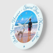 写真カスタムと文字のフォトウォール時計 ラージ壁時計 (傾斜)