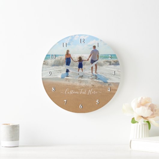 写真カスタムと文字のフォトウォール時計 ラージ壁時計 (ホーム)