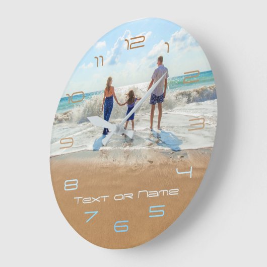 写真カスタムと文字のフォトクロック ラージ壁時計 (傾斜)