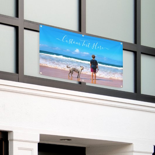 写真カスタムと文字のフォトバナー 横断幕 (ビルの外側)