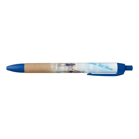 写真カスタムと文字のペンと写真デザイン 青ボールペン (ボトム)