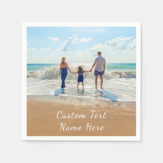 写真カスタムと文字の写真ナプキン スタンダードカクテルナプキン (正面)