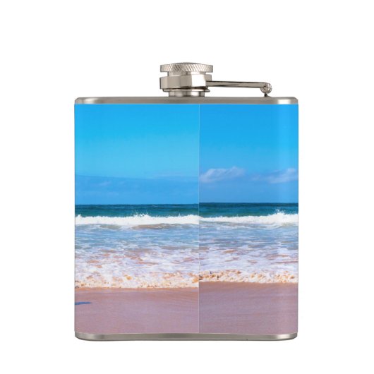 写真カスタムと文字を持つフォトフラスクギフト フラスク (裏面)