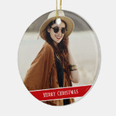写真カスタムと文字クリスマス セラミックオーナメント (左)