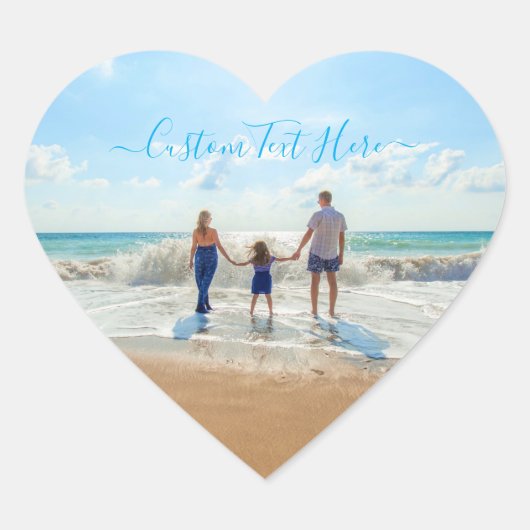 写真カスタムと文字ステッカーあなたの写真デザイン ハートシール (正面)