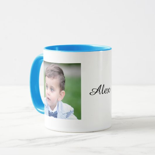 写真カスタムと文字マグパーソナライズされた、写真マグ、 マグカップ (正面左)