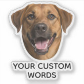 写真カスタムと文字付きパーソナライズされたドッグ顔 シール (正面)