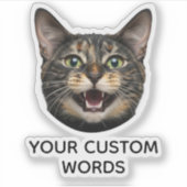 写真カスタムと文字付きパーソナライズされた猫顔 シール (正面)