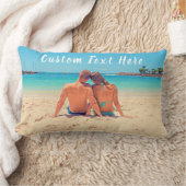 写真カスタムと文字付きフォト枕 ランバークッション (ブランケット)