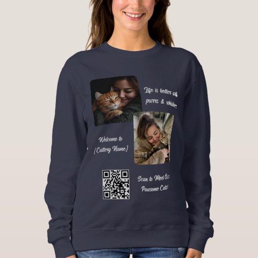 写真カスタムとQRコードを追加するCattery Sweatshirt スウェットシャツ (正面)
