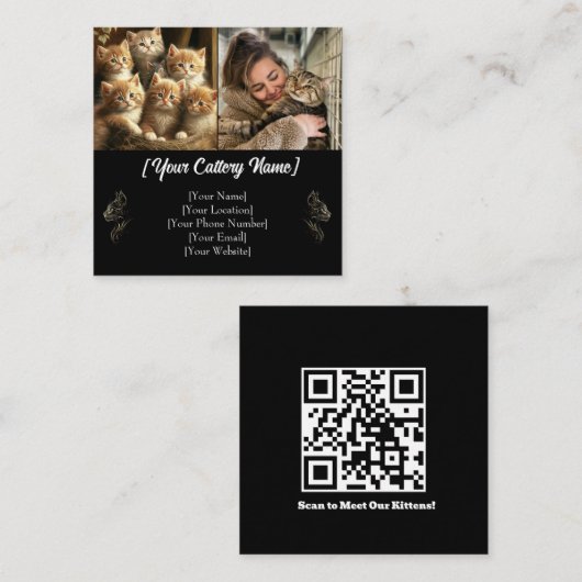 写真カスタムとQRコード付きの名刺 スクエア名刺 (正面/裏面)