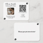 写真カスタムとQR付きペットシッターの名刺 名刺 (正面/裏面)